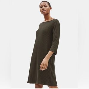 Eileen Fisher Woodland Bateau Neck Knee-Length Dress in size Large